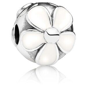 PANDORA Darling Daisies Clip with White Enamel Authentic Sterling Silver Flower